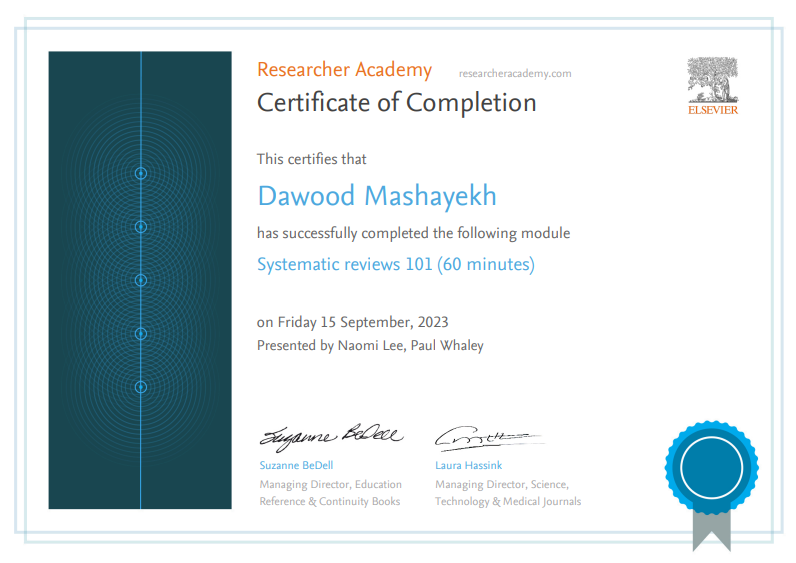 Elsevier Certificate 1