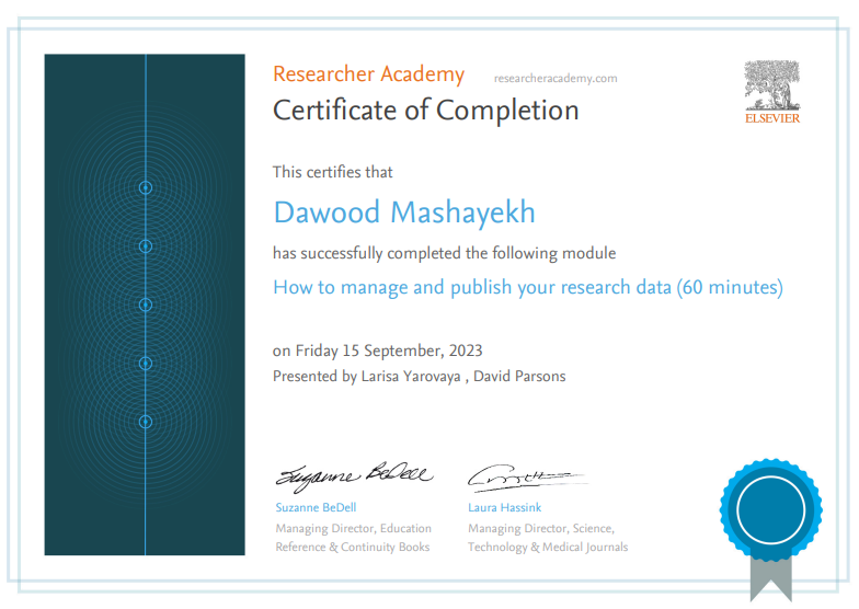 Elsevier Certificate 2