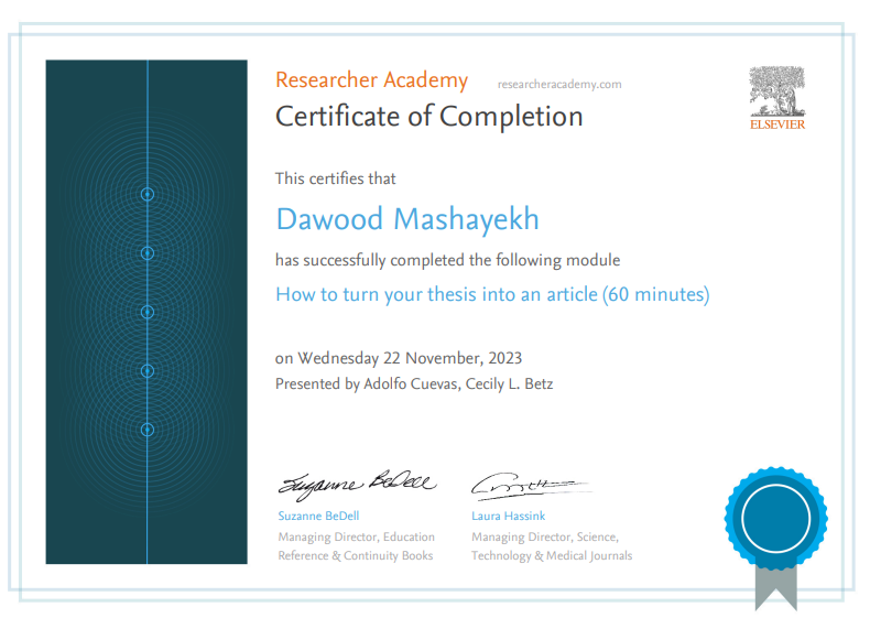 Elsevier Certificate 3